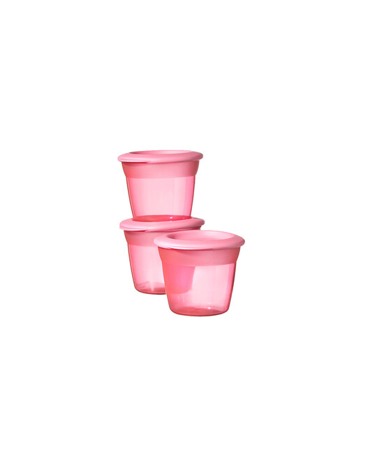 Tommee Tippee Essentials 3x Food Pots & Lids (Pink) image number 1